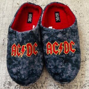 🧡3/15 AC/DC Tie-Dye Plush Slippers Embroidered Logo Women's XL 12/13 (Men's 11)